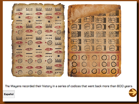 Picture of codices. The Mayans used these to record their history