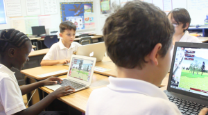 Kids playing in classroom