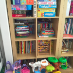 Bookshelf with toys