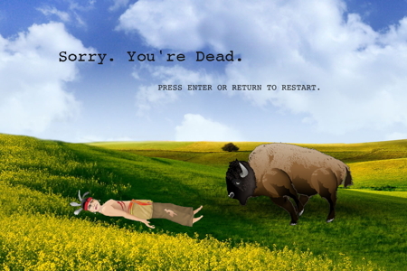 dead guy with buffalo