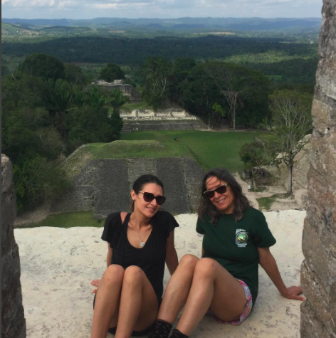 maria and annmaria in belize on a pyramid
