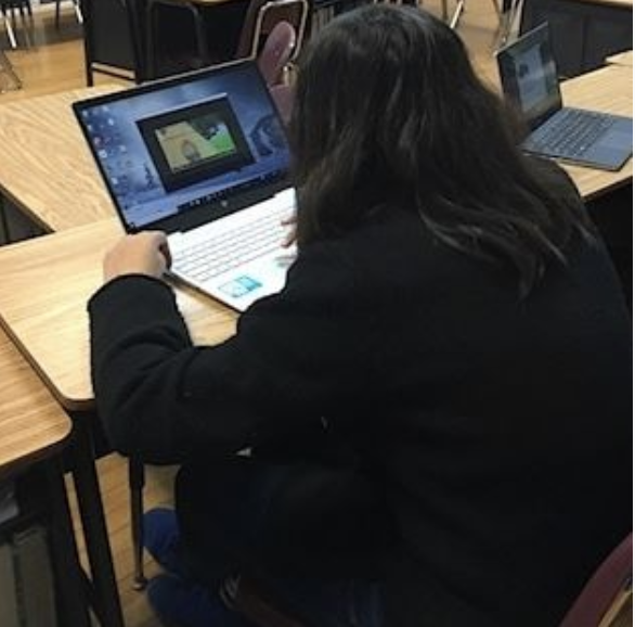 Student playing a game