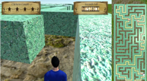 Game character running through maze