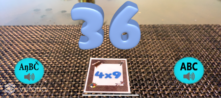 Numbers pop up in augmented reality showing answers to multiplication problems