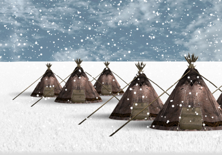 tipis in the snow