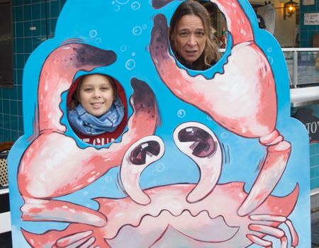 AnnMaria and her daughter as crabs