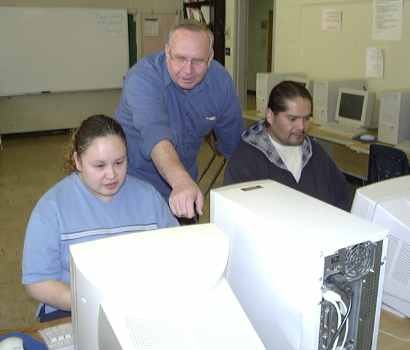 Teacher with students