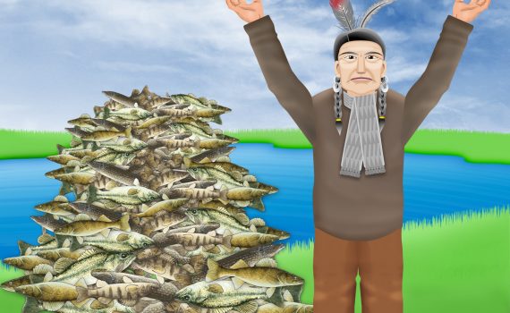 grandfather with a pile of fish