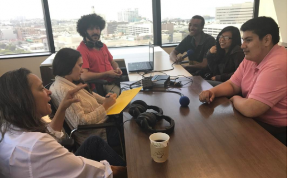 Students around table