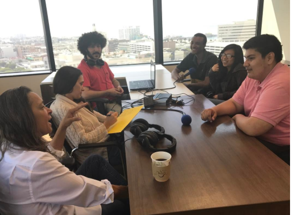 Students around table