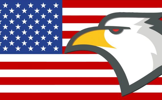 American flag with eagle