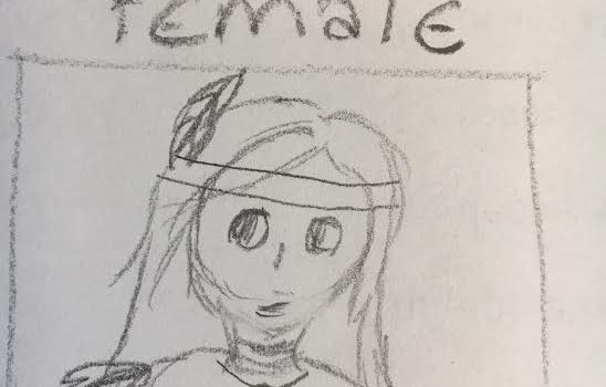 drawing of Native American girl by student