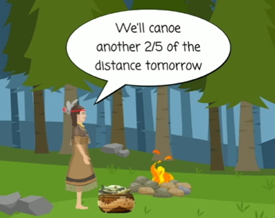 We'll canoe another 2/5 tomorrow - example from like denominators (common denominator) lesson