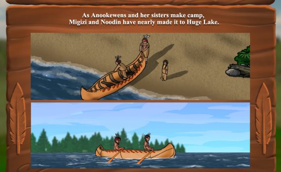 Software to teach, test and track with great graphics like these images of Ojibwe fishermen leaving and canoeing down the river