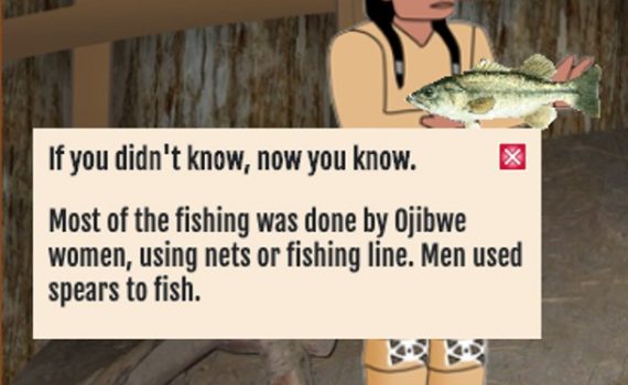 Explanation of how Ojibwe fished pops up when you click on item