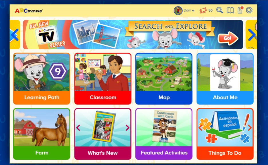 ABCmouse.com Early Learning Academy - Play Together Memory Match is located  in the What's New tile on the Student Homepage. It is the first ever two-player  game in ABCmouse! Kids take turns