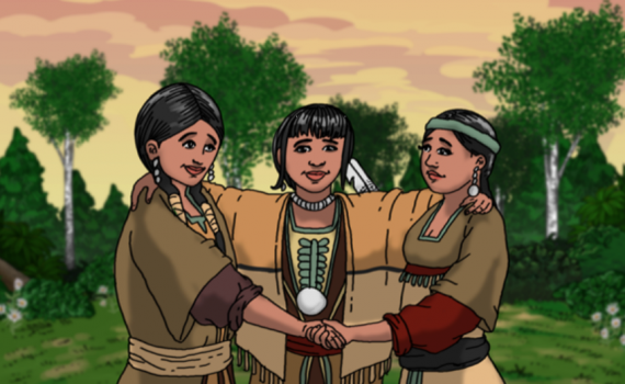 Ojibwe women in a circle