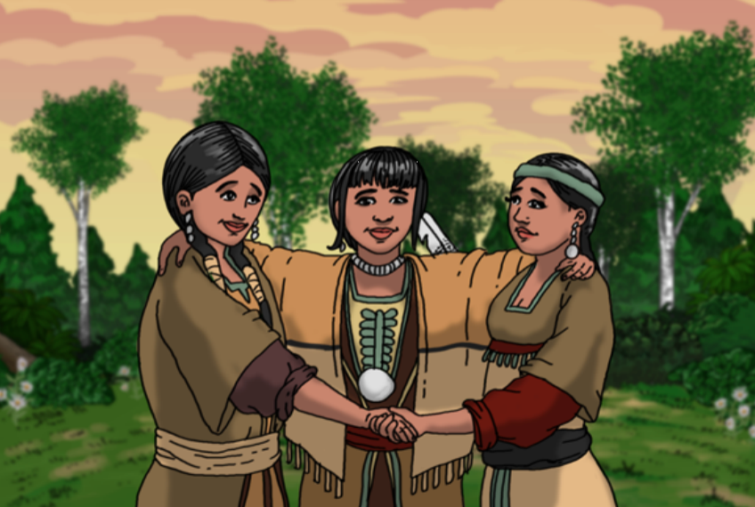 Ojibwe women in a circle