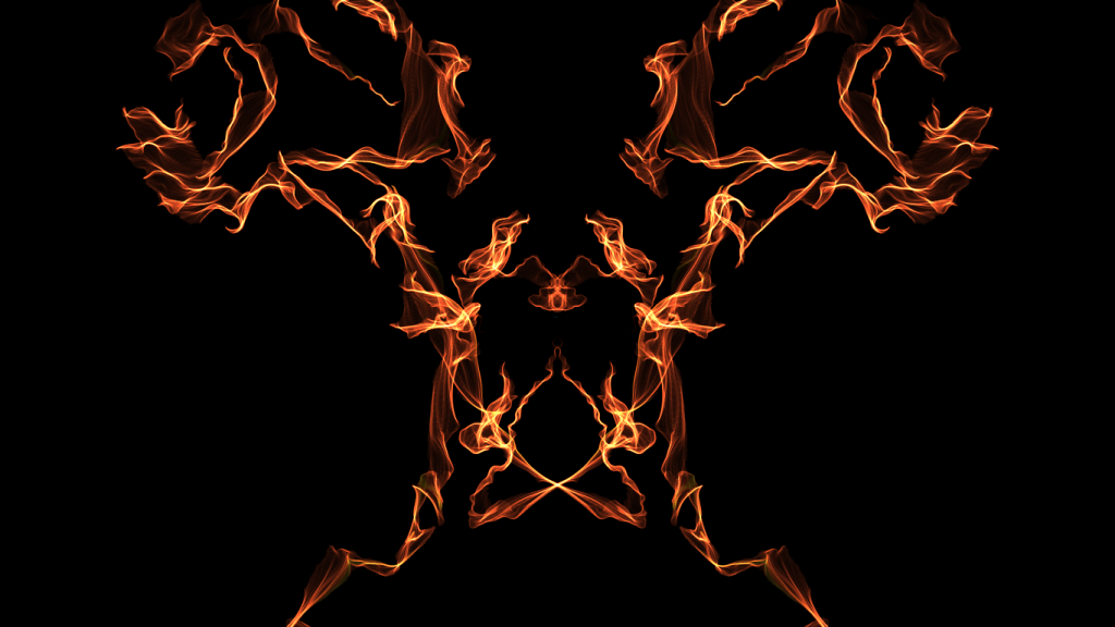 Digital art of fire in the shape of an elk by a Native American student