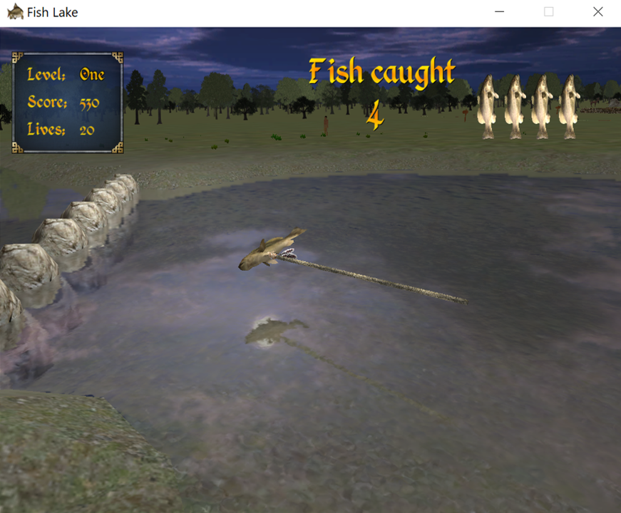 Fishing with spear in virtual world