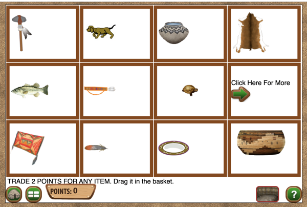 Trading page with items in a table