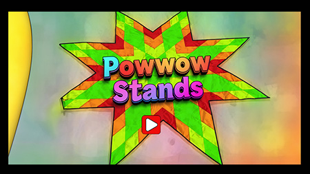 Powwow Stands - title over the image from a star quilt