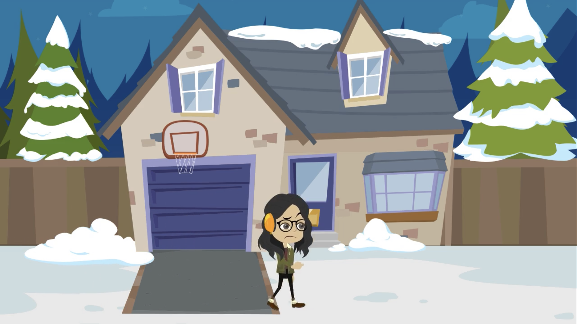 Girl outside in snow